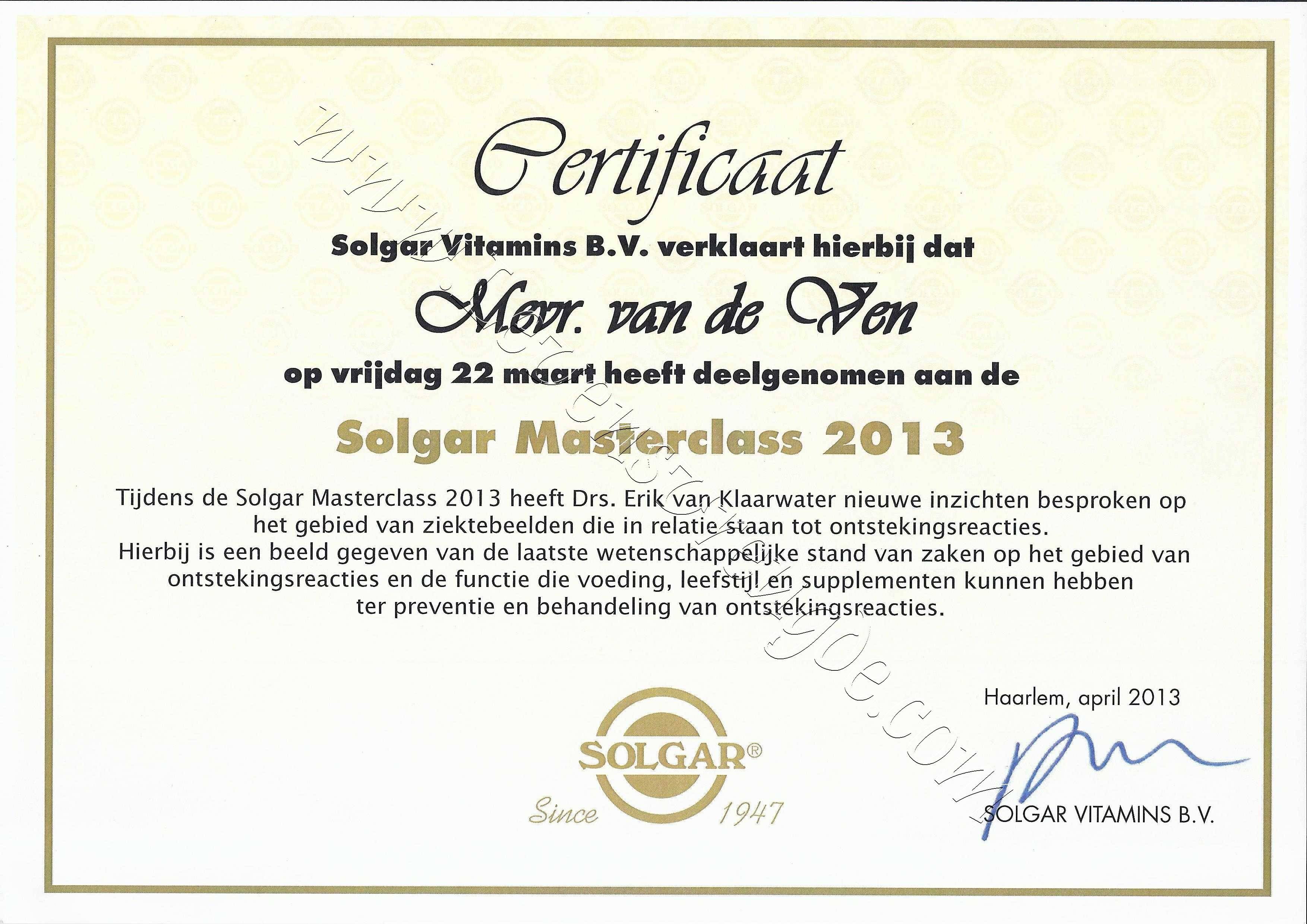 Solgar Masterclass - Ziektebeelden in relatie tot Ontstekingsreacties